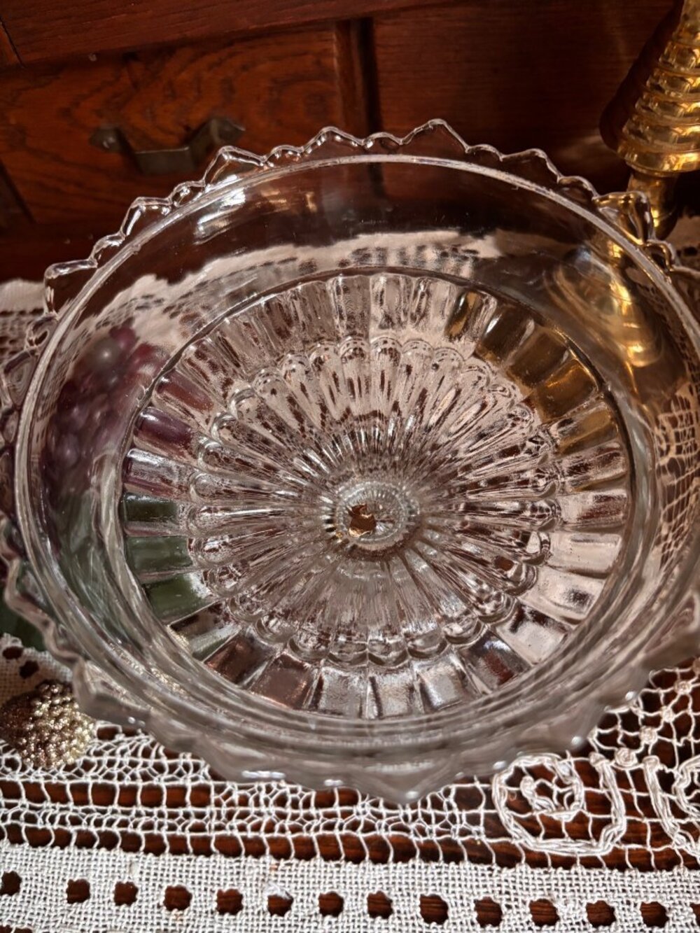 Antique 1903 Bryce Higbee Bonair Palm Leaf Fan EAPG Glass Pedestal Compote - Picture 9 of 13